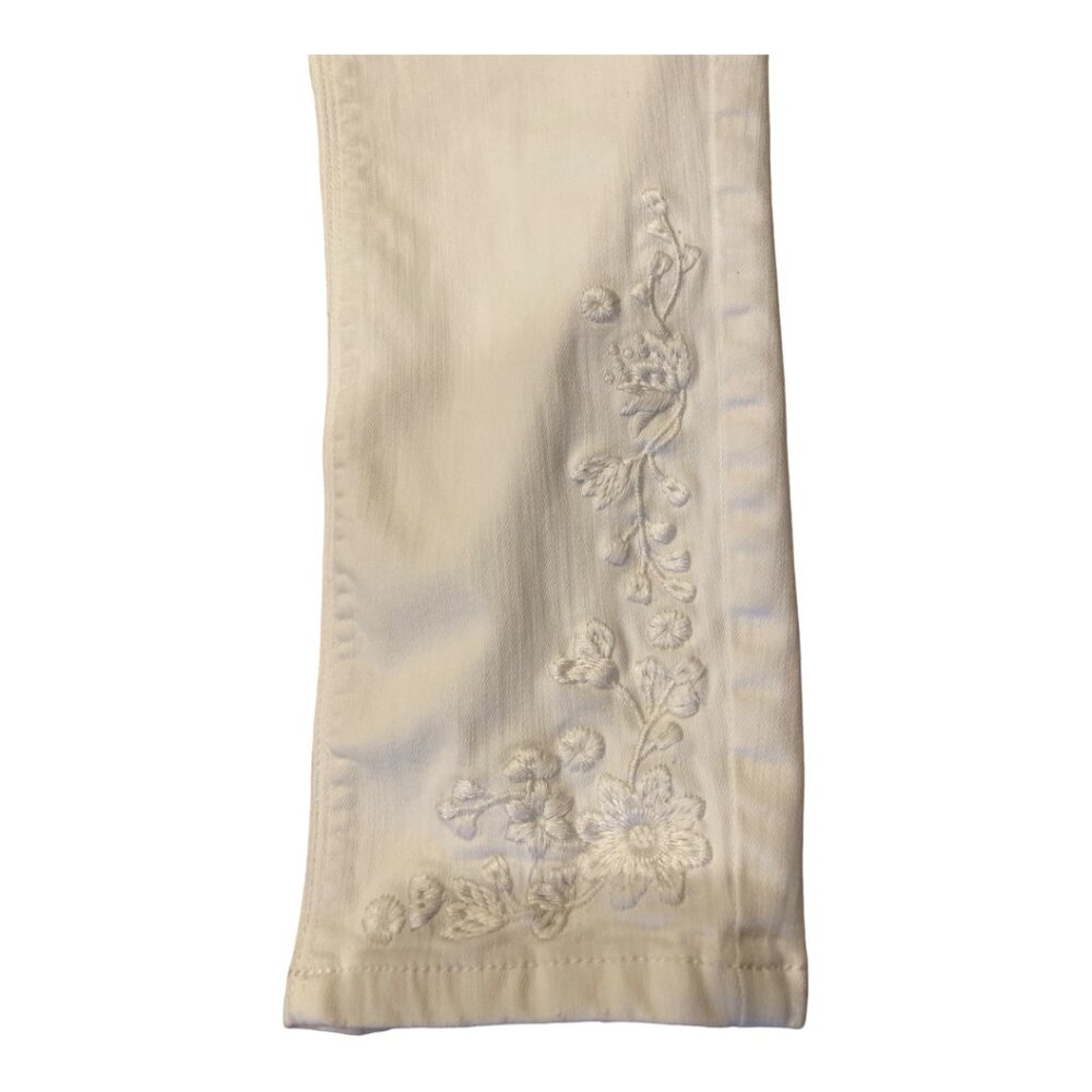 J. Jill Authentic Fit Cropped White Floral Embroidered Denim Jeans Women's Sz 2P - Picture 5 of 10